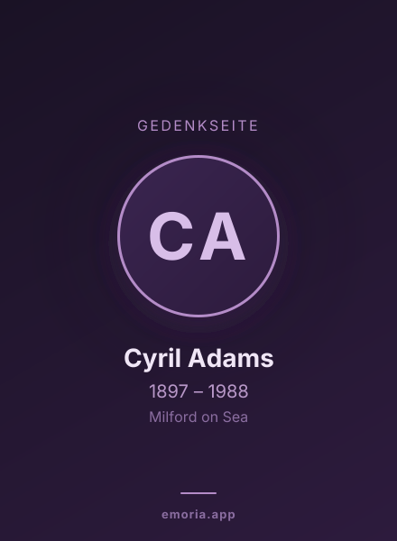 Gedenkportrait von Cyril Adams
