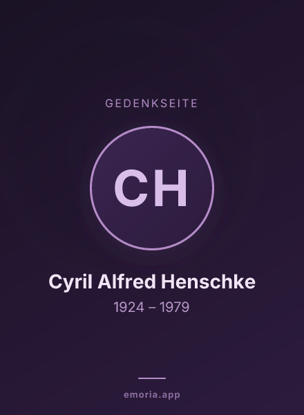 Gedenkportrait von Cyril Alfred Henschke
