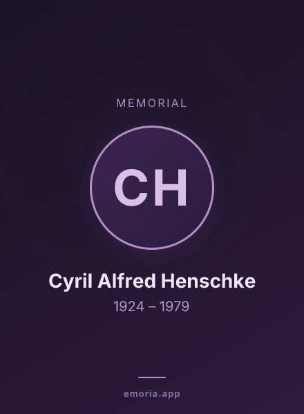 Memorial portrait of Cyril Alfred Henschke
