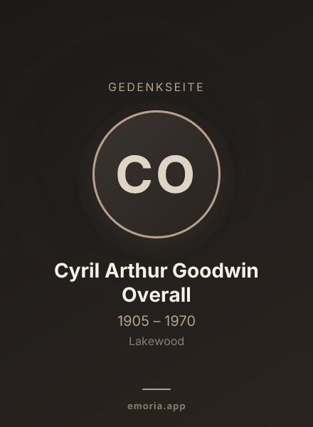 Gedenkportrait von Cyril Arthur Goodwin Overall