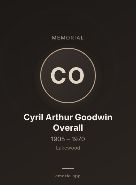 Memorial portrait of Cyril Arthur Goodwin Overall