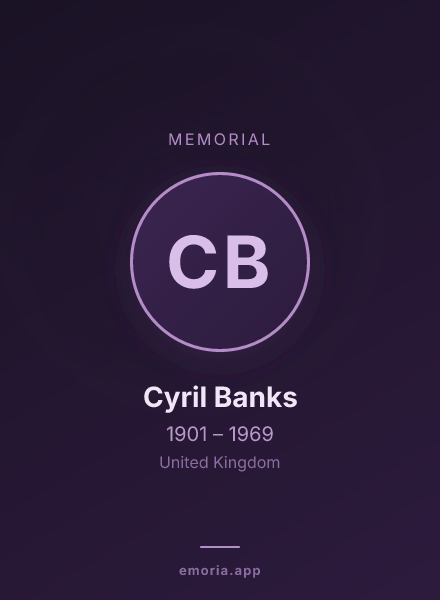 Memorial portrait of Cyril Banks