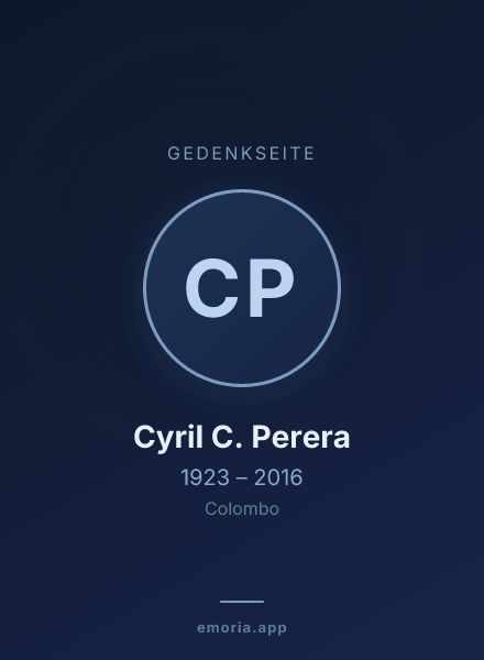 Gedenkportrait von Cyril C. Perera