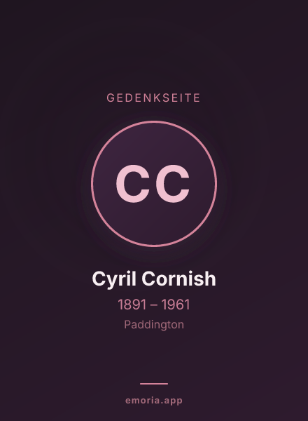 Gedenkportrait von Cyril Cornish