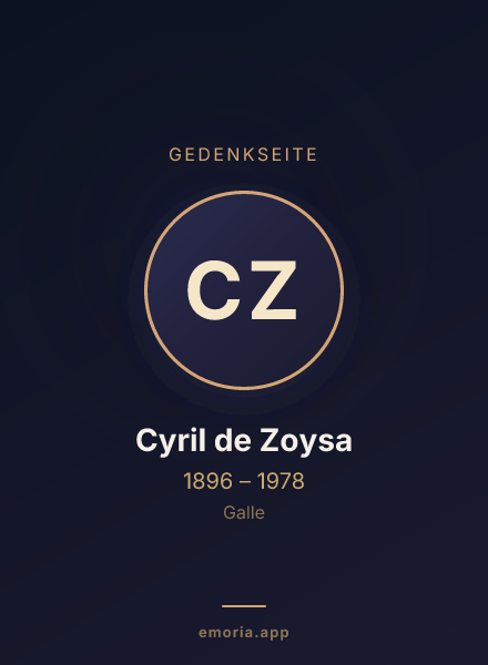 Gedenkportrait von Cyril de Zoysa