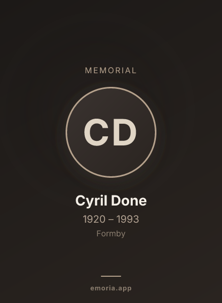 Memorial portrait of Cyril Done