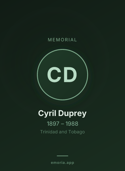 Memorial portrait of Cyril Duprey