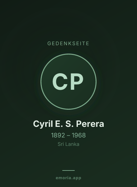 Gedenkportrait von Cyril E. S. Perera