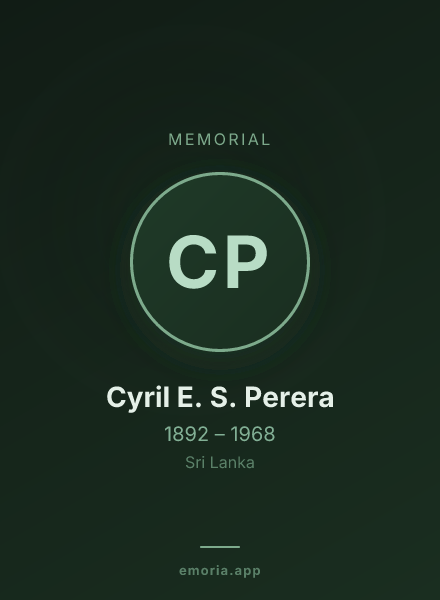 Memorial portrait of Cyril E. S. Perera