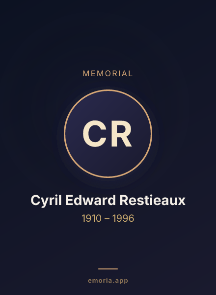 Memorial portrait of Cyril Edward Restieaux