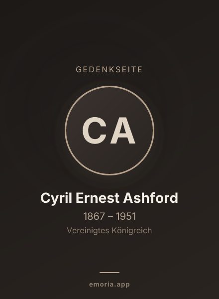 Gedenkportrait von Cyril Ernest Ashford