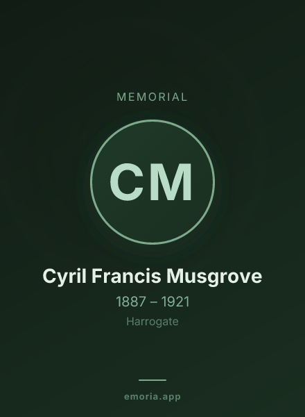 Memorial portrait of Cyril Francis Musgrove