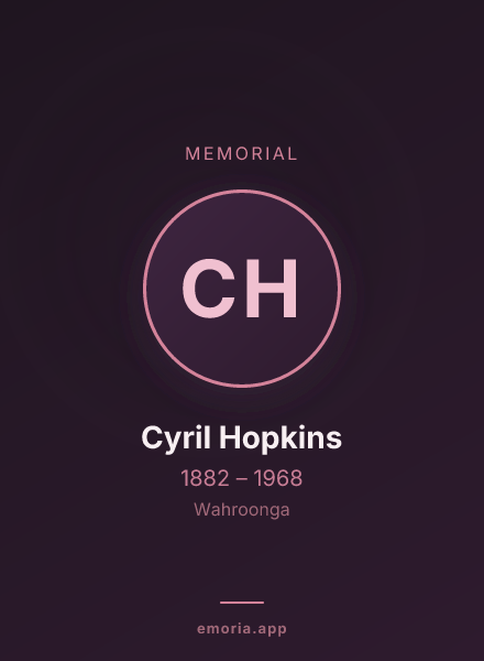 Memorial portrait of Cyril Hopkins
