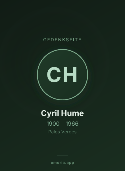 Gedenkportrait von Cyril Hume