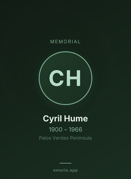 Memorial portrait of Cyril Hume