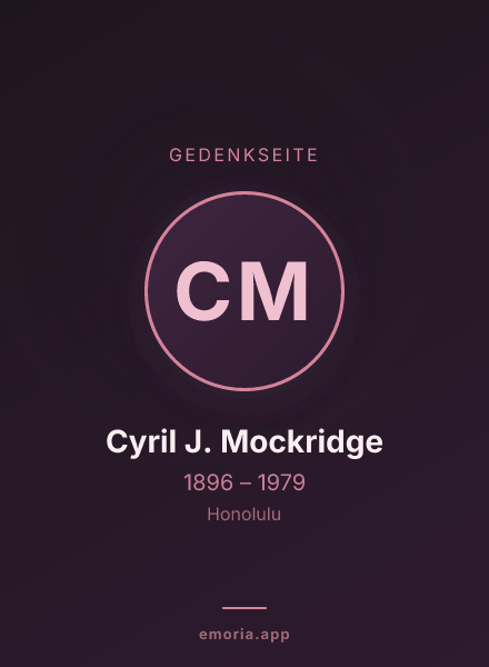 Gedenkportrait von Cyril J. Mockridge
