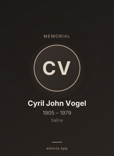 Memorial portrait of Cyril John Vogel