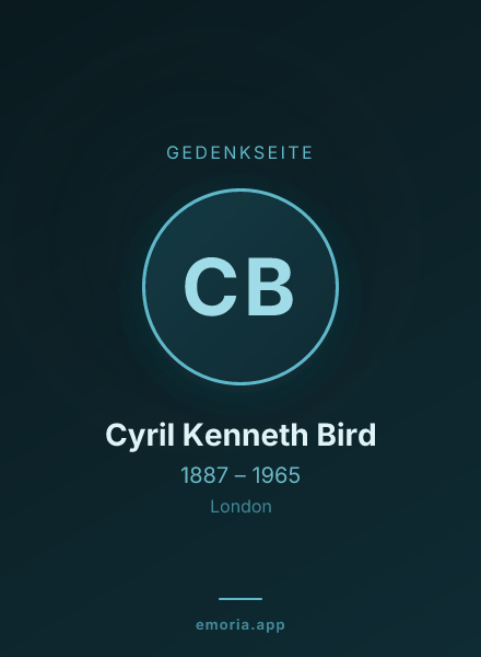Gedenkportrait von Cyril Kenneth Bird