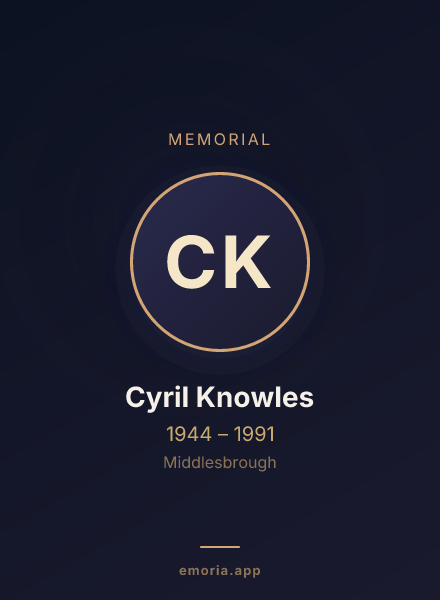 Memorial portrait of Cyril Knowles