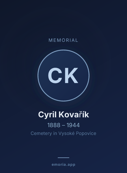 Memorial portrait of Cyril Kovařík