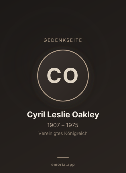Gedenkportrait von Cyril Leslie Oakley