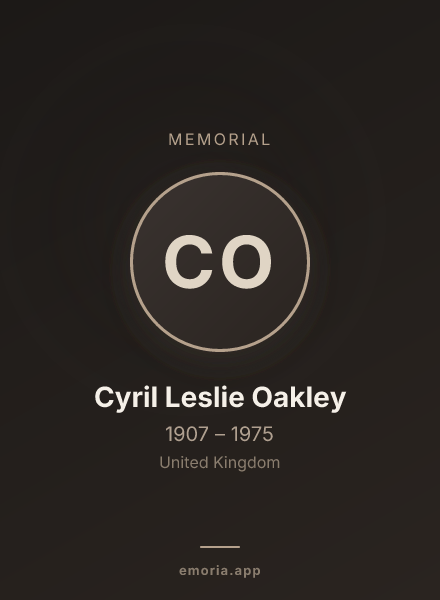 Memorial portrait of Cyril Leslie Oakley