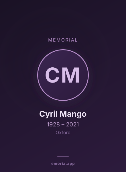 Memorial portrait of Cyril Mango