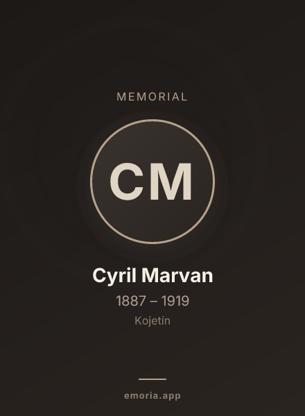 Memorial portrait of Cyril Marvan