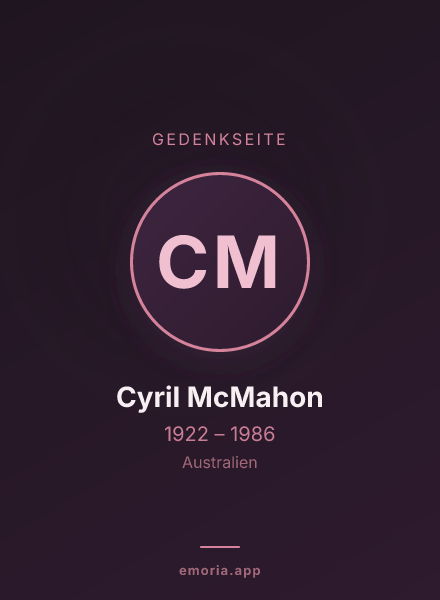 Gedenkportrait von Cyril McMahon