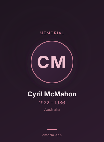 Memorial portrait of Cyril McMahon