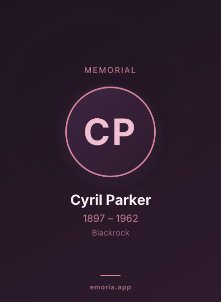 Memorial portrait of Cyril Parker