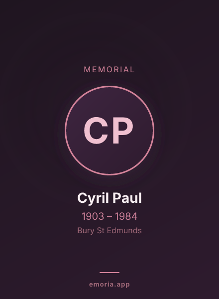 Memorial portrait of Cyril Paul