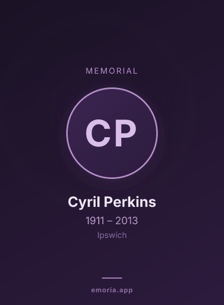 Memorial portrait of Cyril Perkins