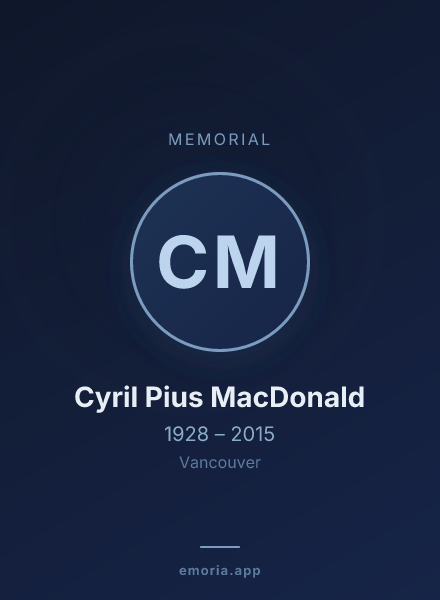 Memorial portrait of Cyril Pius MacDonald