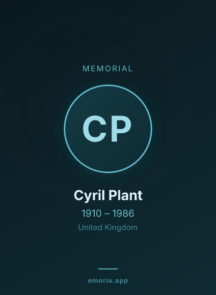Memorial portrait of Cyril Plant