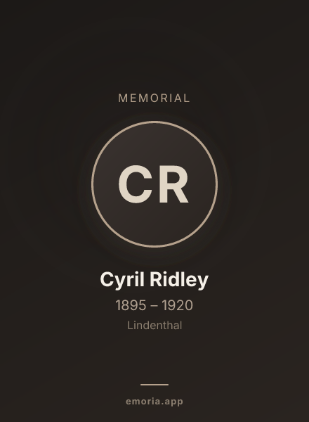 Memorial portrait of Cyril Ridley