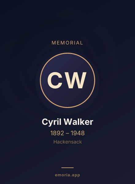 Memorial portrait of Cyril Walker