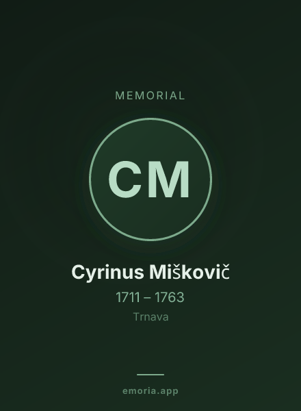 Memorial portrait of Cyrinus Miškovič