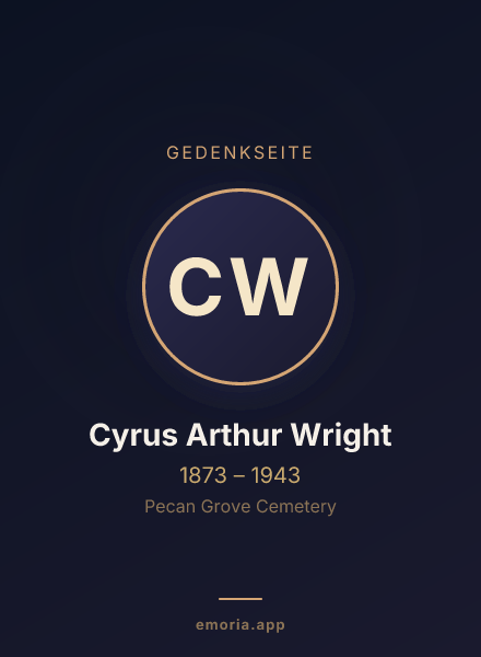 Gedenkportrait von Cyrus Arthur Wright