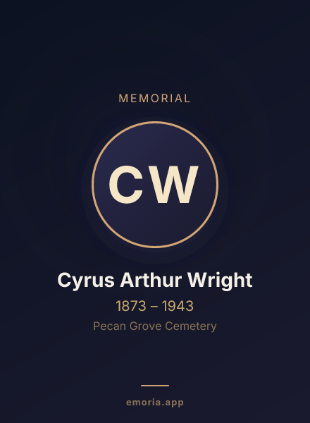 Memorial portrait of Cyrus Arthur Wright
