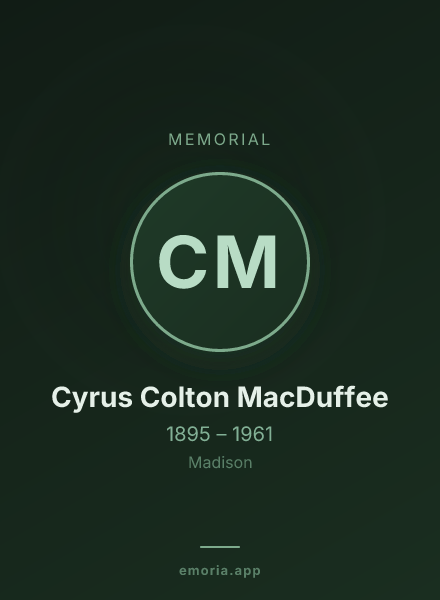 Memorial portrait of Cyrus Colton MacDuffee