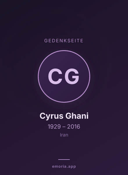 Gedenkportrait von Cyrus Ghani