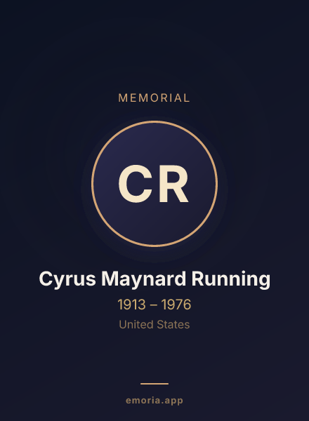 Memorial portrait of Cyrus Maynard Running