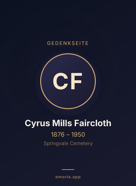 Gedenkportrait von Cyrus Mills Faircloth