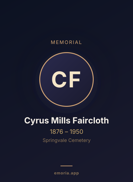 Memorial portrait of Cyrus Mills Faircloth
