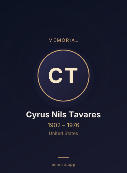 Memorial portrait of Cyrus Nils Tavares
