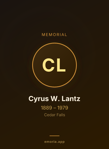 Memorial portrait of Cyrus W. Lantz