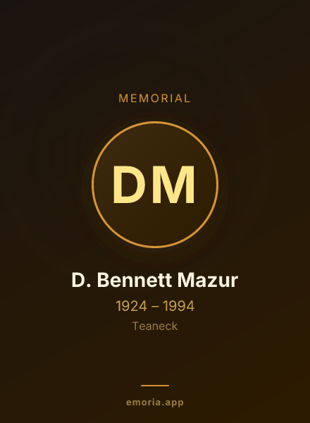 Memorial portrait of D. Bennett Mazur