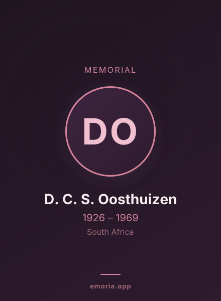 Memorial portrait of D. C. S. Oosthuizen