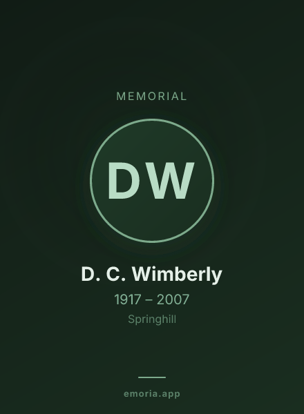 Memorial portrait of D. C. Wimberly